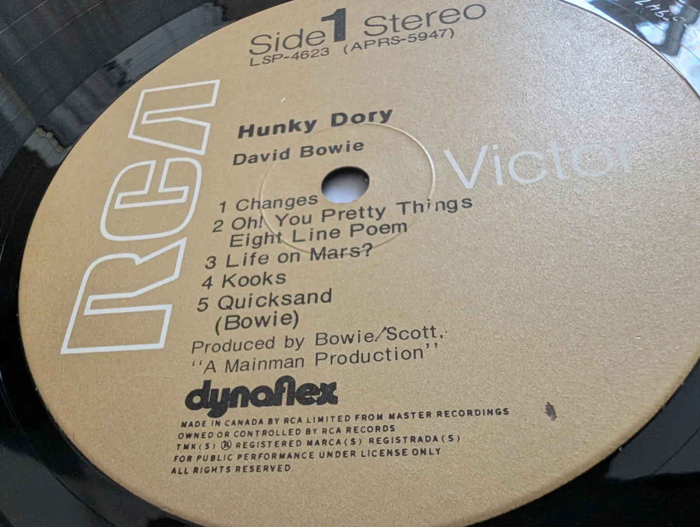 David Bowie - Hunky Dory Original Canadian LP Vinyl Record image indicator(7)