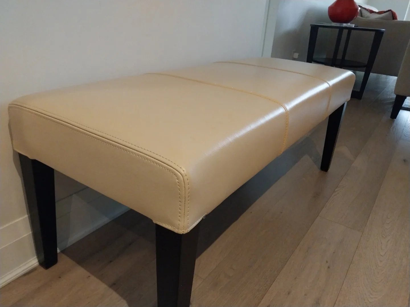 Beige Leather Bench thumbnail