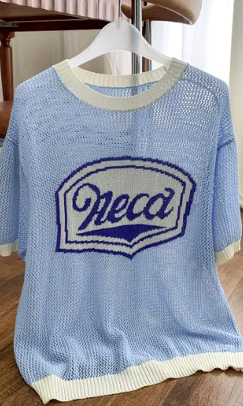 Light Blue Knitted Short Sleeve Top - photo 2