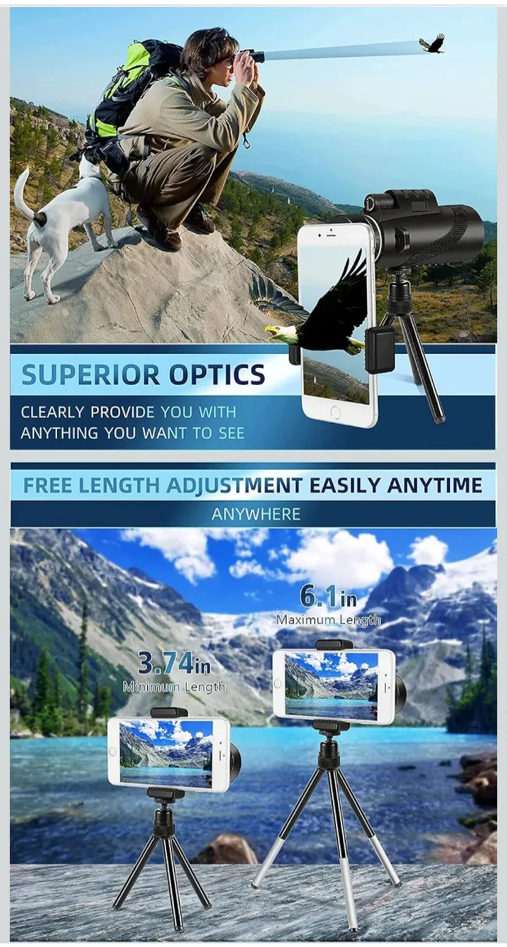 🏒  NEW!  360 Monocular Telescope, Smartphone Adapter & Tripod image indicator(4)