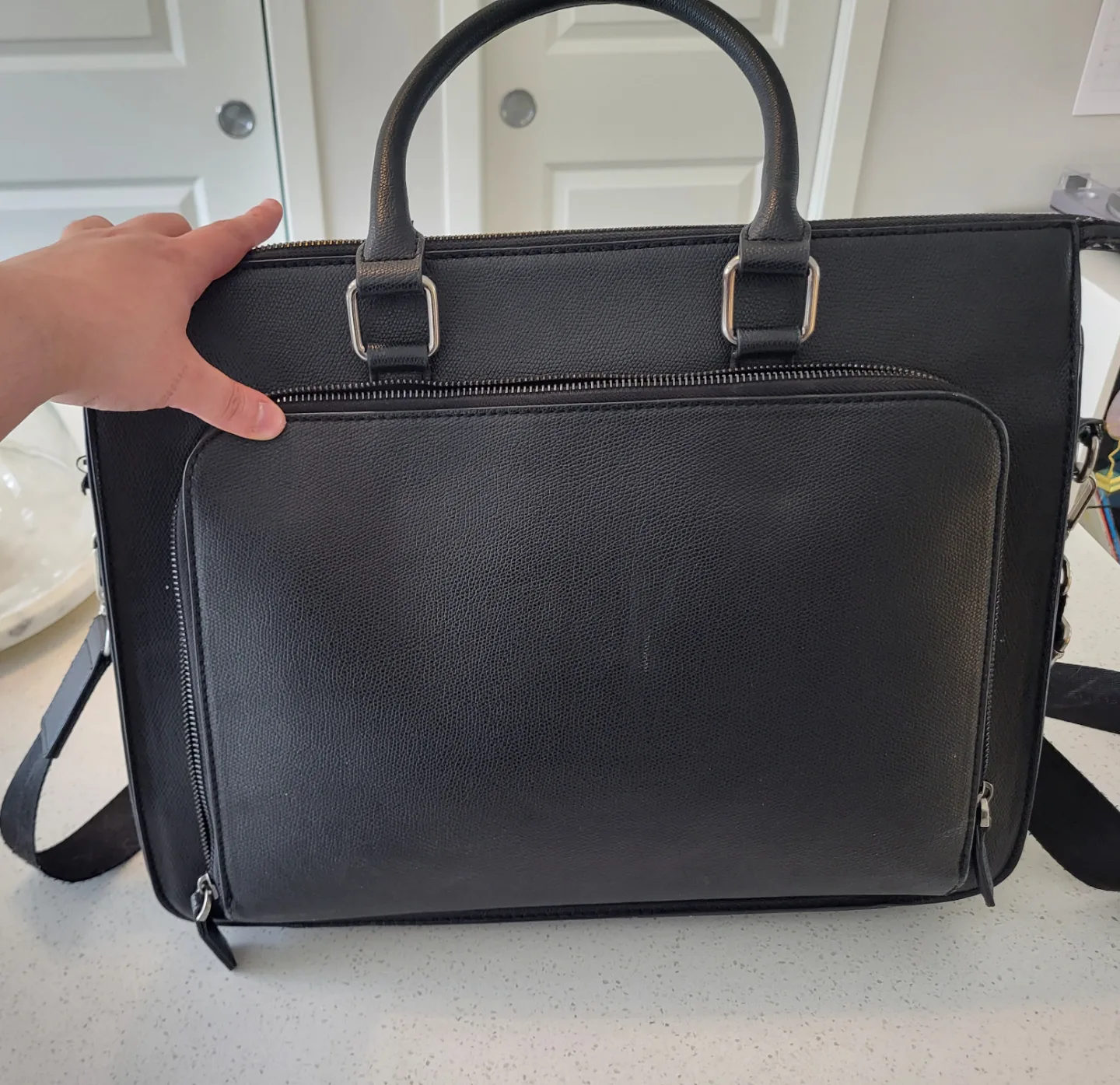 ALDO Black Leather Briefcase Bag image indicator(2)