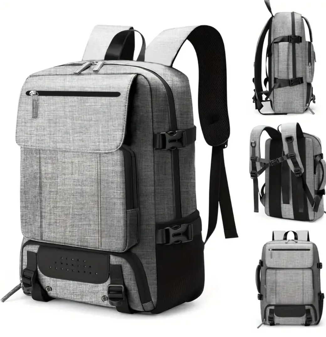 Grey Laptop Backpack - Large Capacity Travel Bag - photo 2