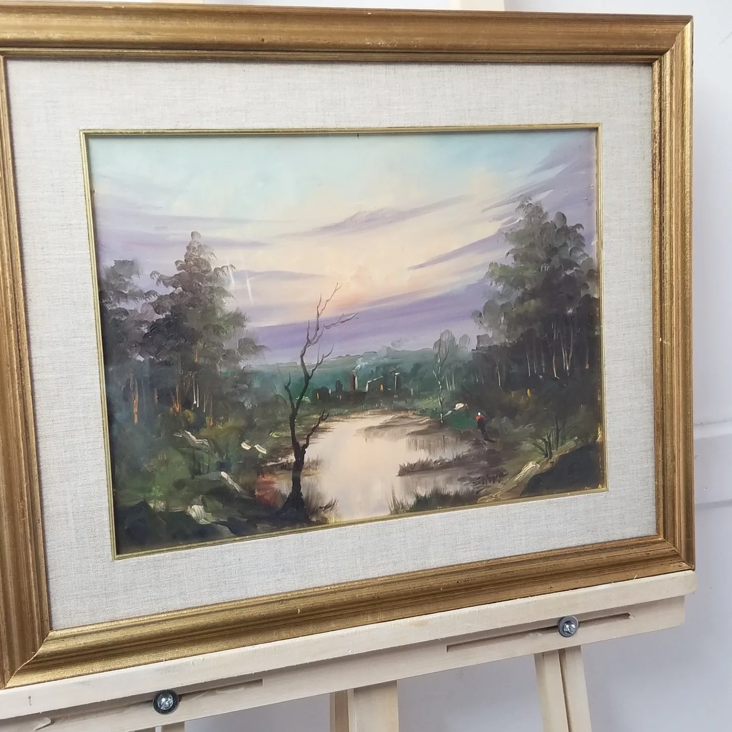 Framed landscape oil painting thumbnail