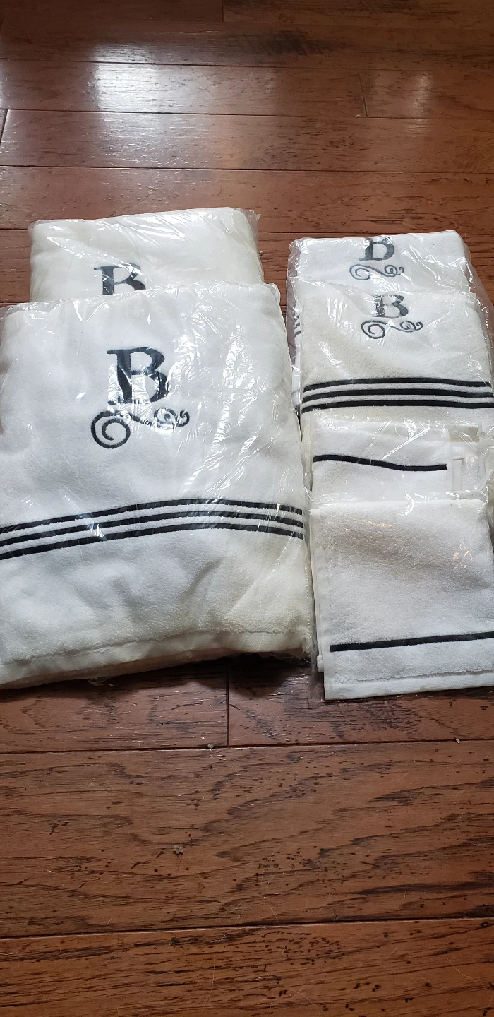 Set of monogrammed bath towels