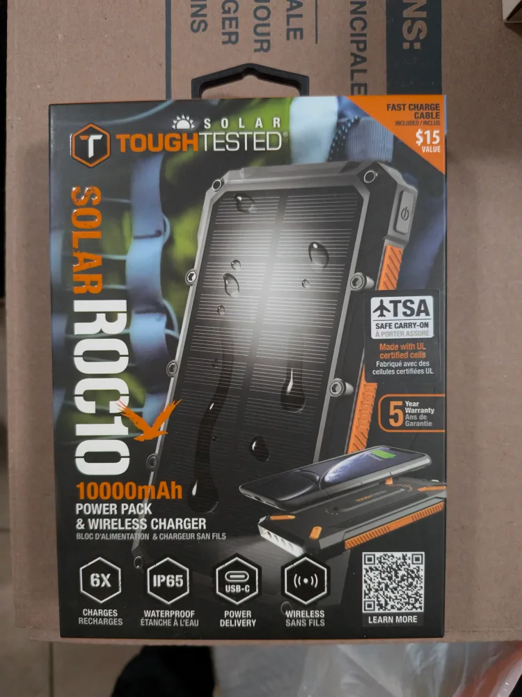 Brand New - ToughTested Solar Roc10 Powerbank & Wireless Charger thumbnail
