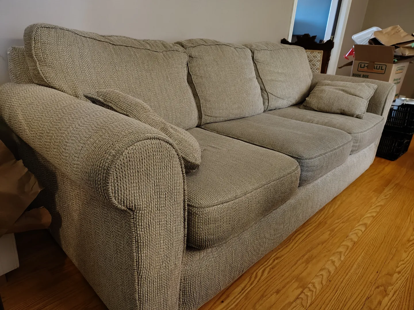 Beige Three-Seater Sofa thumbnail