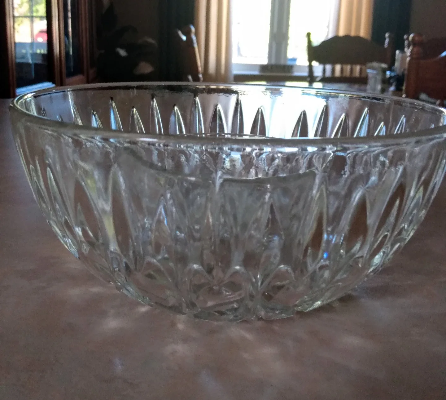 Antique Large 2 Pcs Crystal Glass Salad Bowl Set image indicator(2)