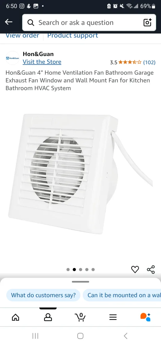 Hon&Guan 4" Home Ventilation Fan thumbnail
