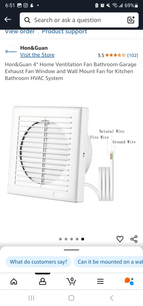 Hon&Guan 4" Home Ventilation Fan image indicator(2)