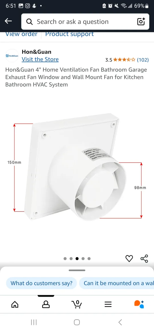 Hon&Guan 4" Home Ventilation Fan image indicator(3)