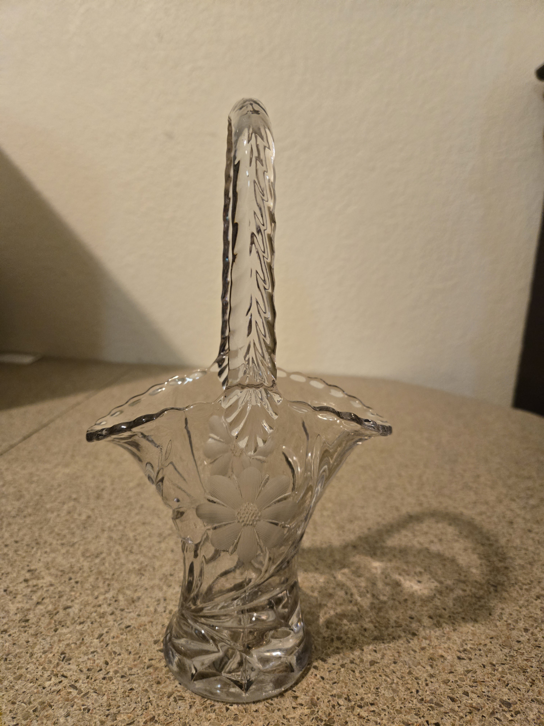 Vintage Etched Glass Basket