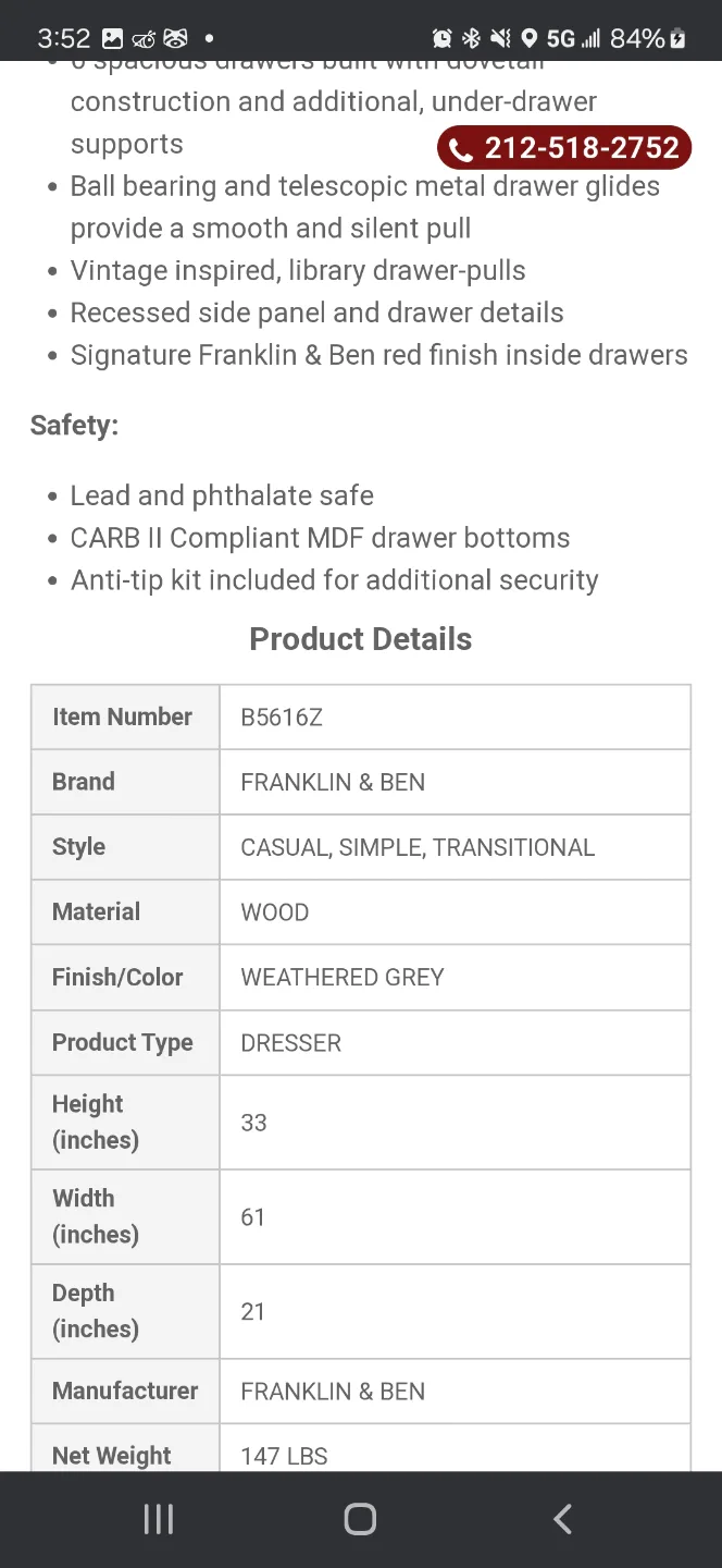 Franklin and Ben Wide Gray Dresser image indicator(7)