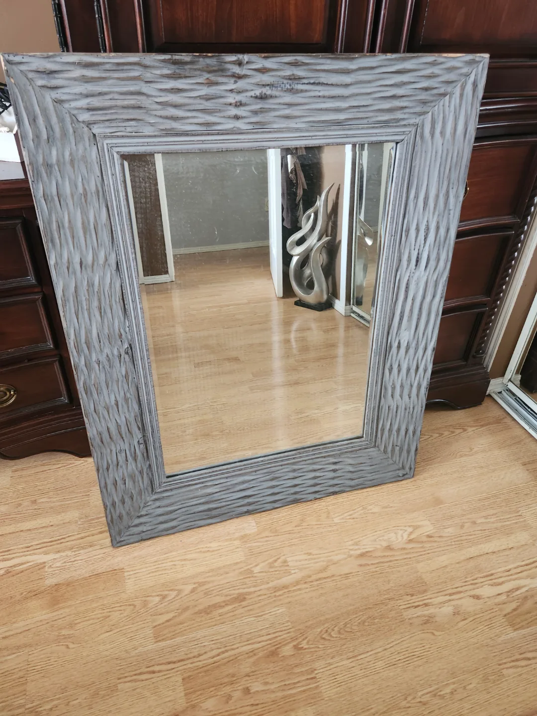 Rustic Grey Wood Framed Mirror thumbnail