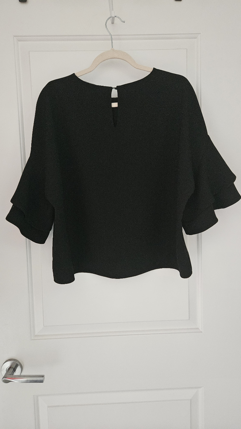 Zara Woman Black Ruffled Crop Top Size L - photo 3