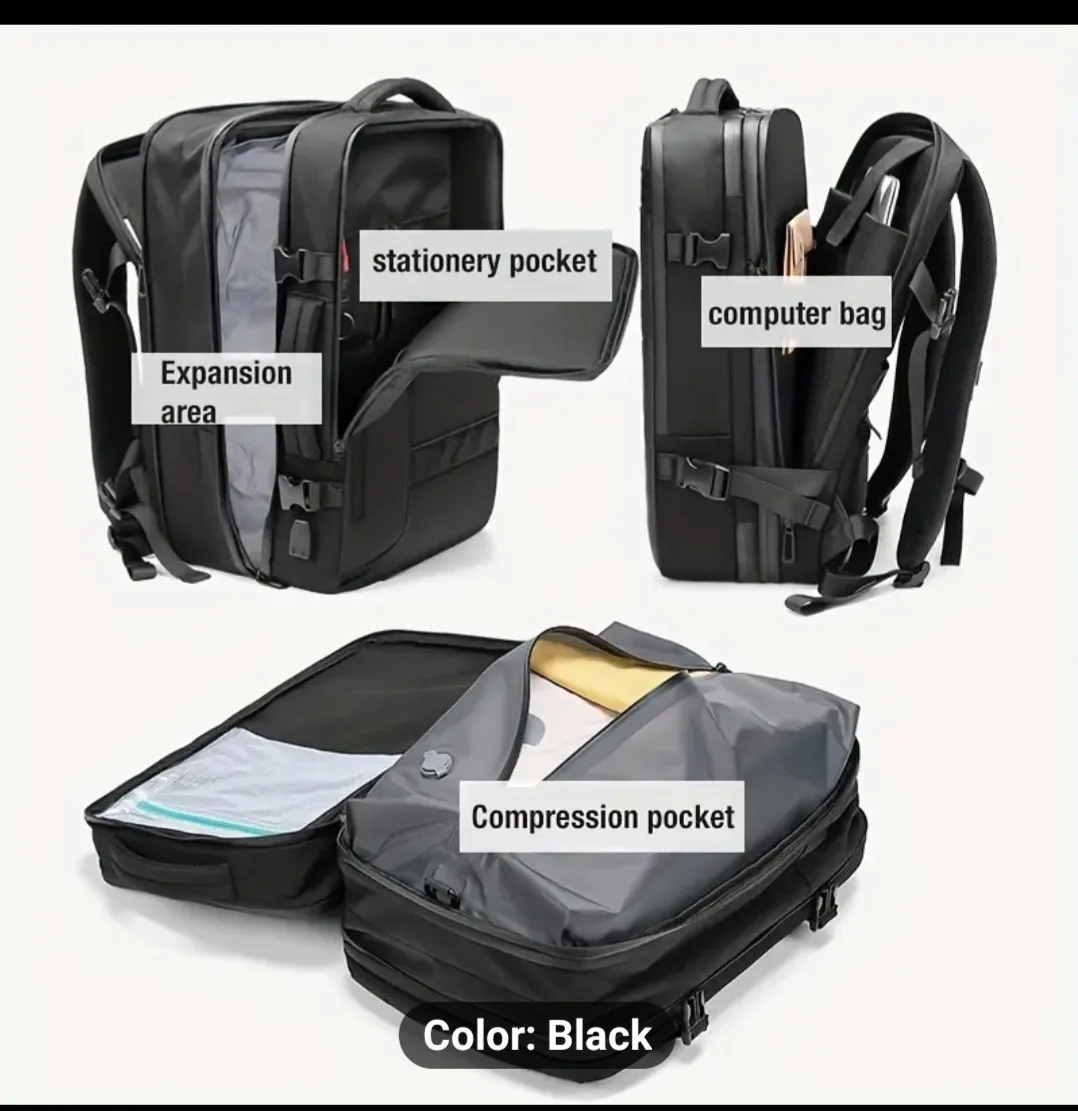 Black Expandable Travel Backpack image indicator(2)