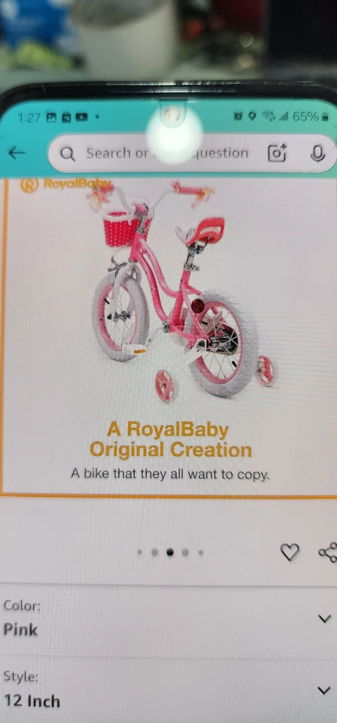 RoyalBaby 12" Pink Kids Bike with Training Wheels & Basket thumbnail