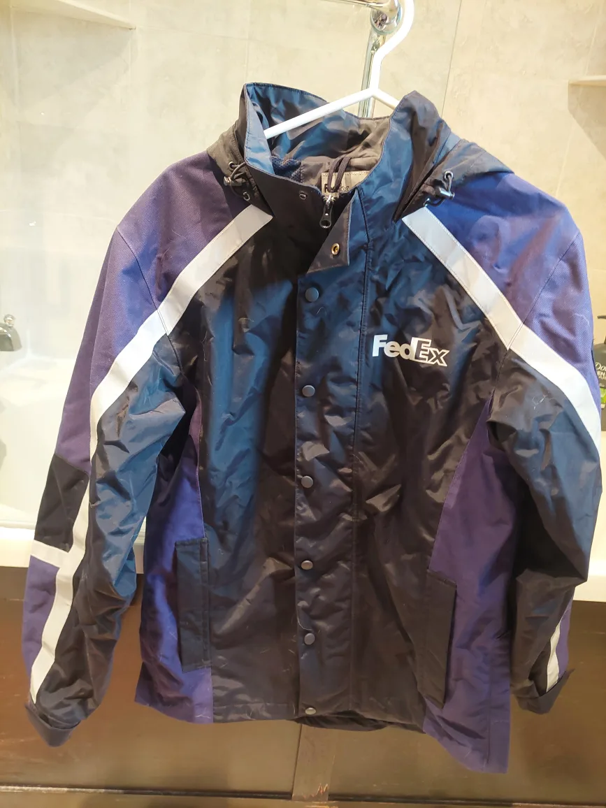 FedEx Stan Herman Rain Coat & Windbreaker Hooded Zip Size Small thumbnail