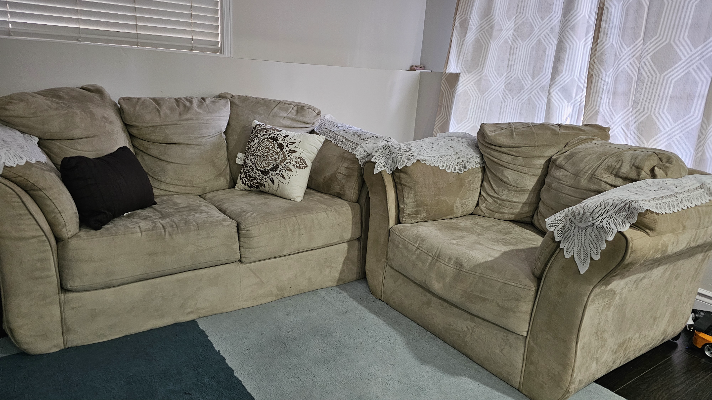 Beige Sofa and Loveseat Set