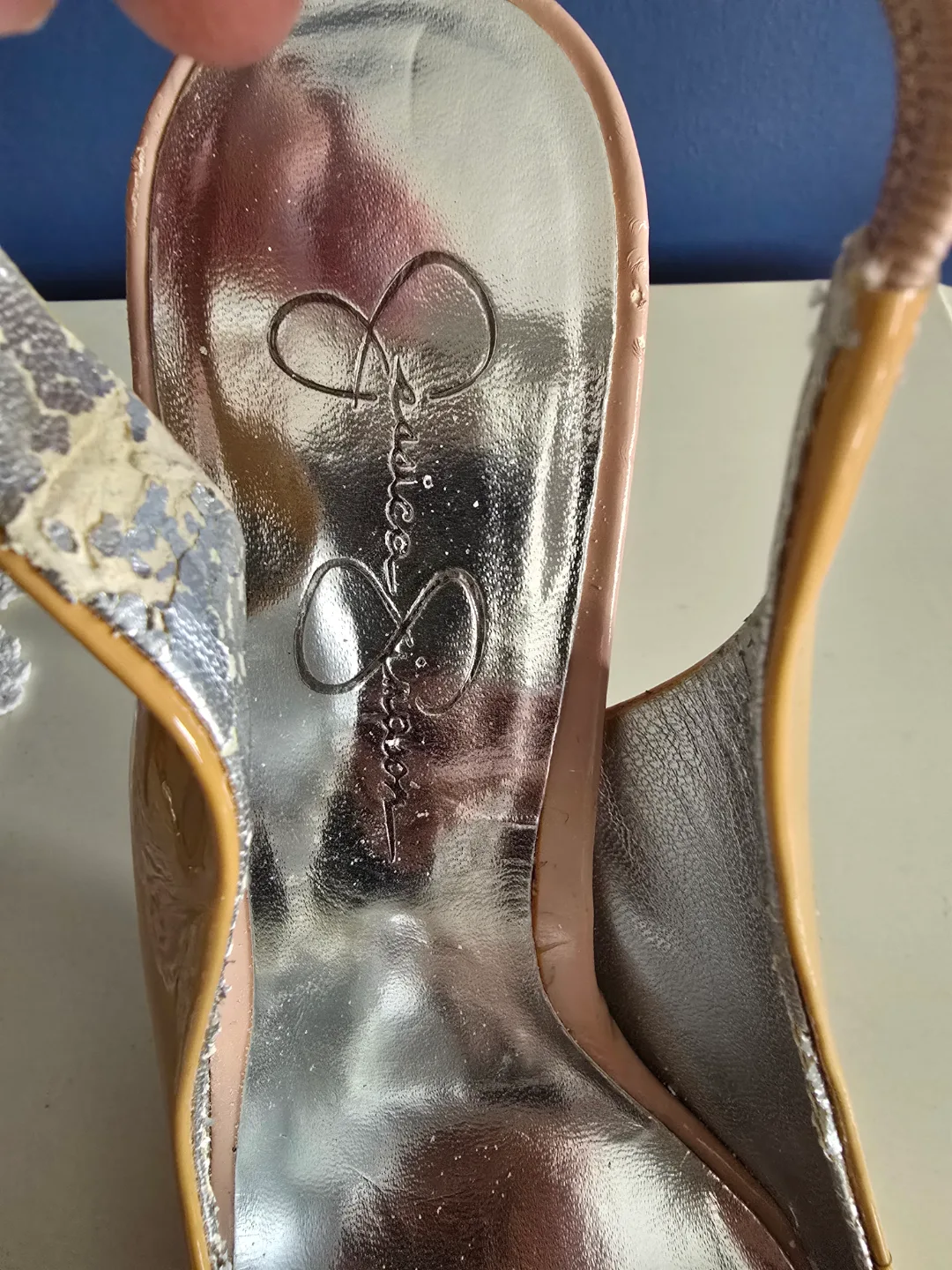 Jessica Simpson Nude Patent Leather Slingback Heels - Size 8 image indicator(2)