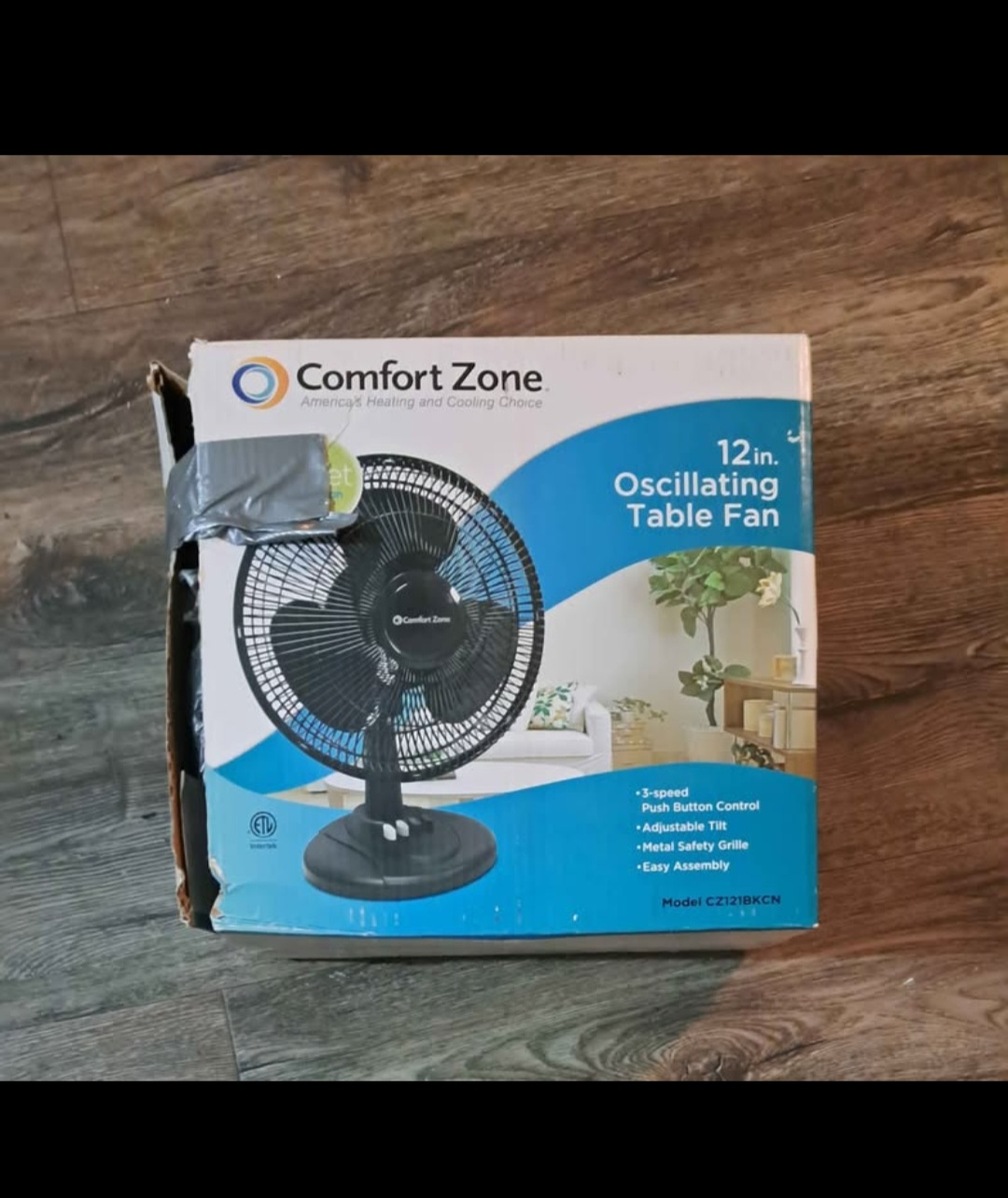 Comfort Zone 12" 3 Speed Oscillating Table Fan - photo 2