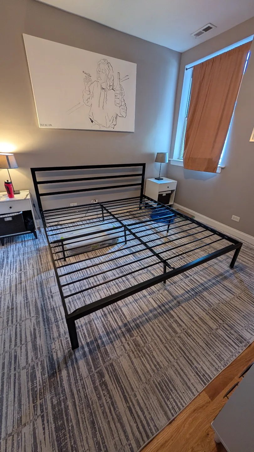 Black Metal Platform Bed Frame - King Size thumbnail