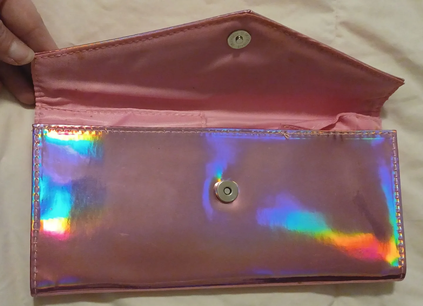 Pink Holographic Clutch Wallet For Makeup Brushes image indicator(3)