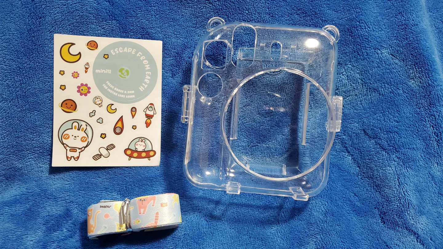 Instax Mini 12 Case Set - Clear Case, Strap, and Stickers image indicator(2)