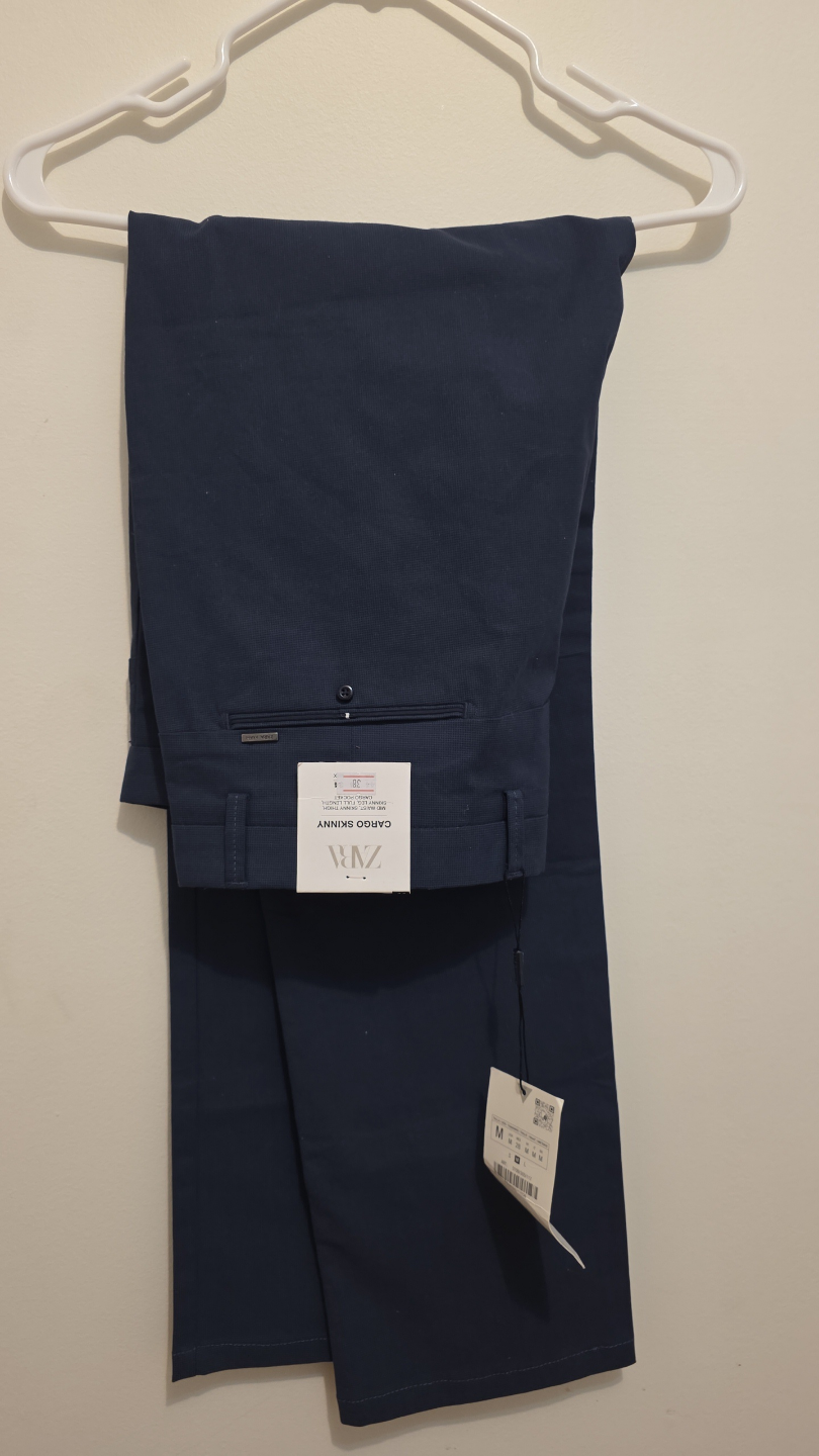 Zara Men's Cargo Skinny Pants - Navy Blue - Size M