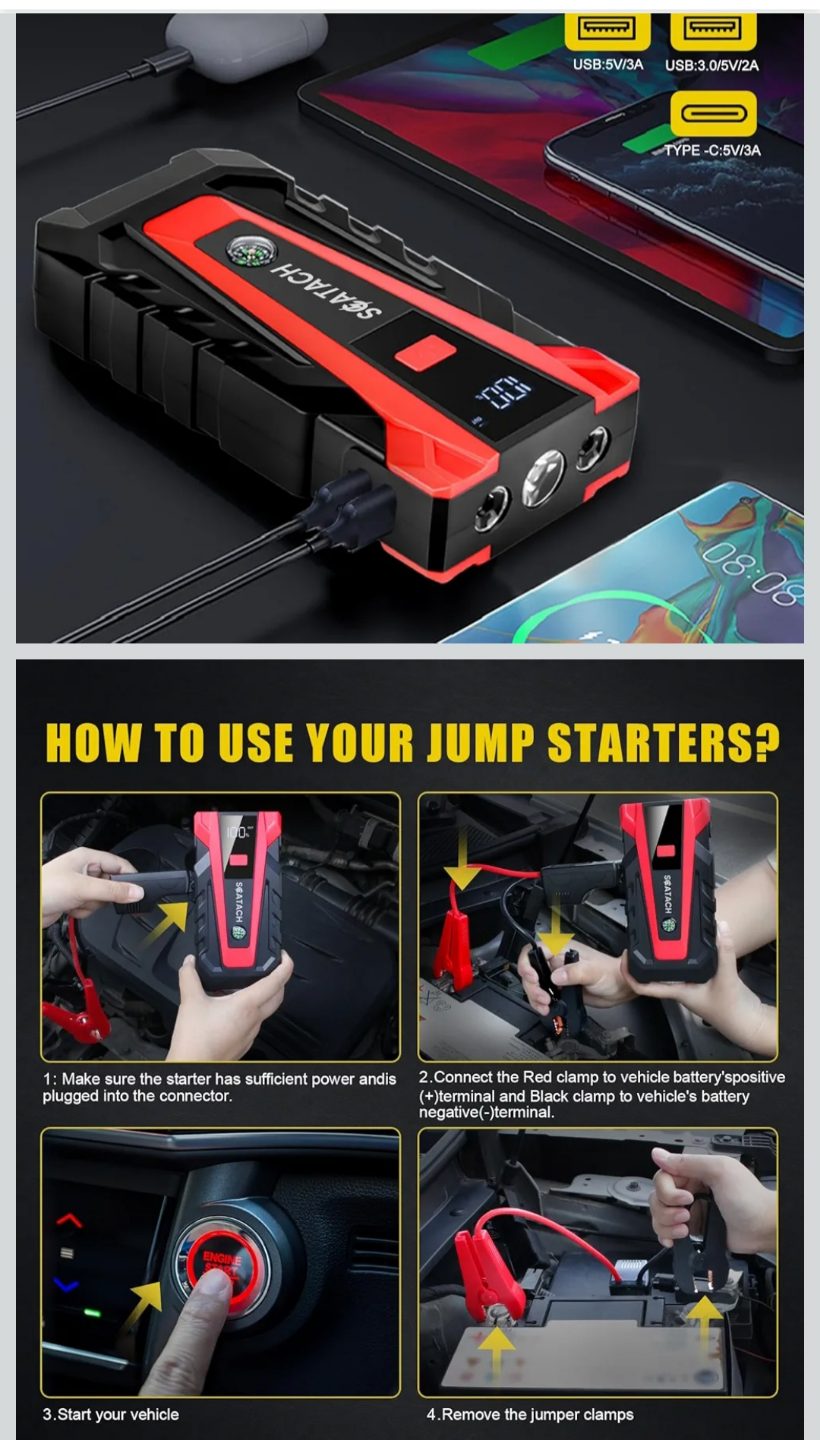 Car Battery Jump Starter, - photo 3