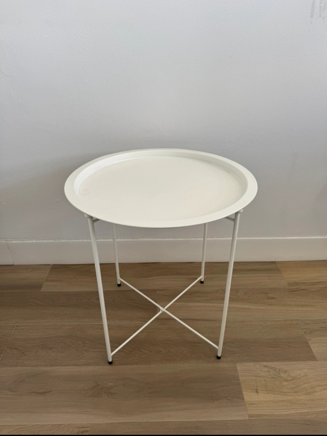 White Metal Folding Side Table
