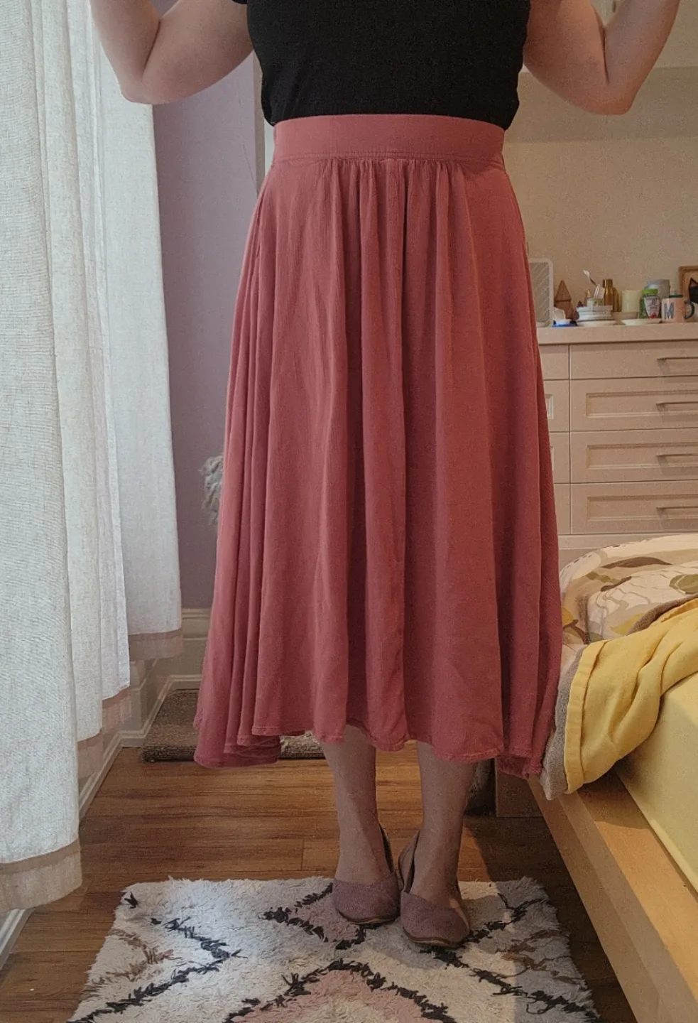 Terracotta or Dusty Rose Midi Skirt thumbnail