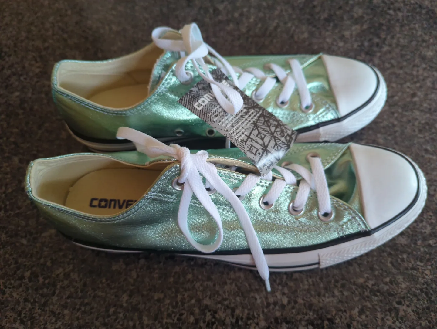 Women's Converse All Star Low Top Sneakers Metallic Mint Green thumbnail