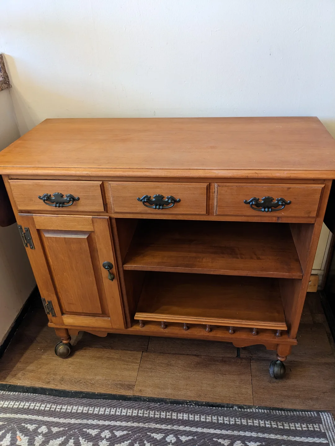 Vintage Roxton Wooden Kitchen Island Cart thumbnail