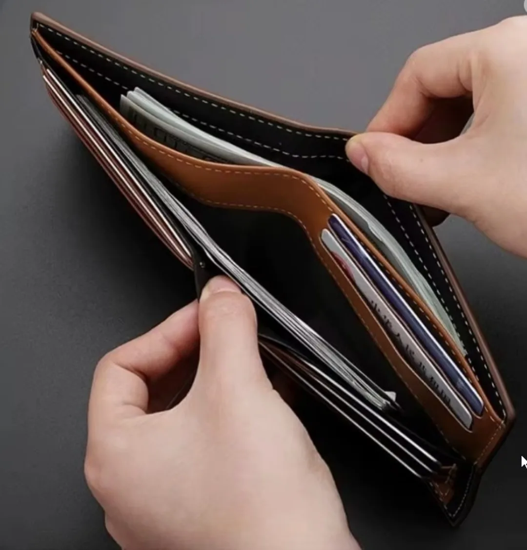 Men's Stripe Wallet  ID Credit Card Holder High Quality Leather image indicator(3)