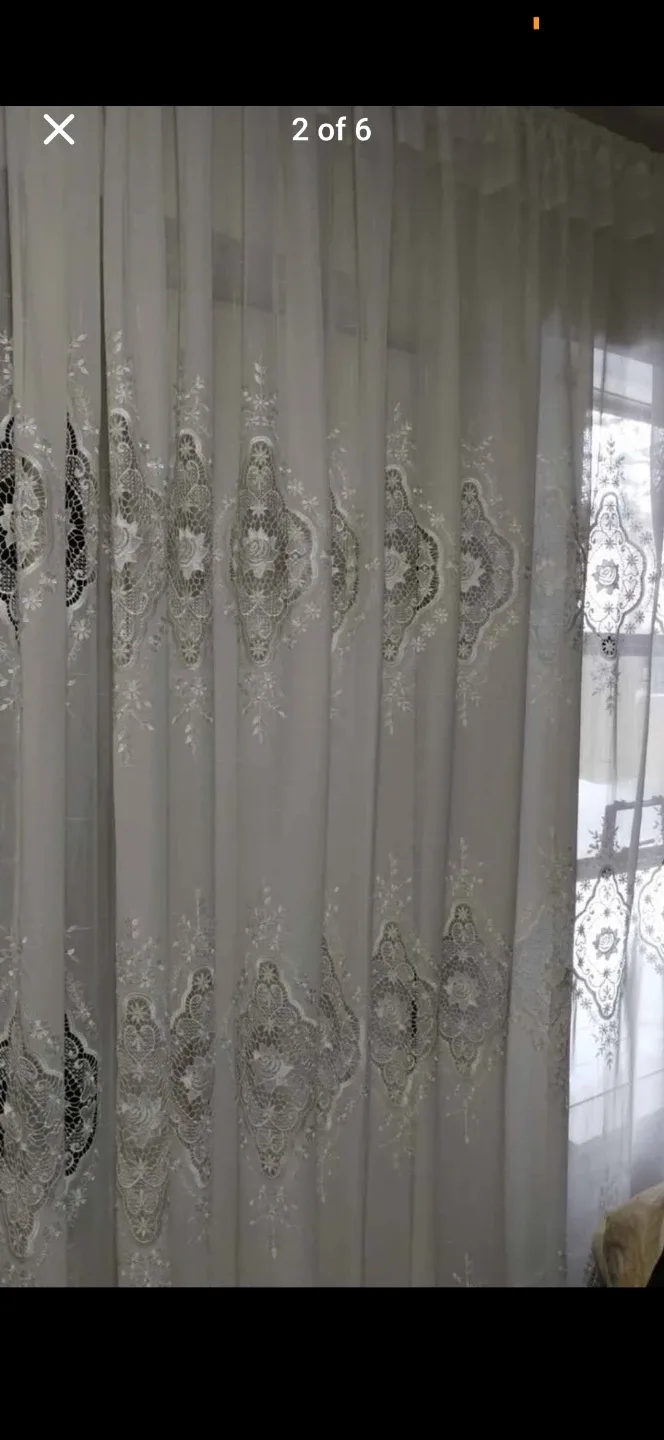 Elegant White Lace Curtains thumbnail