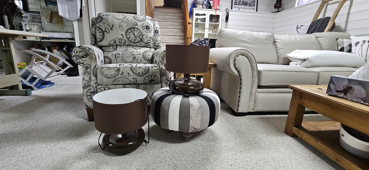 Pair of Table Lamps with Brown Shades