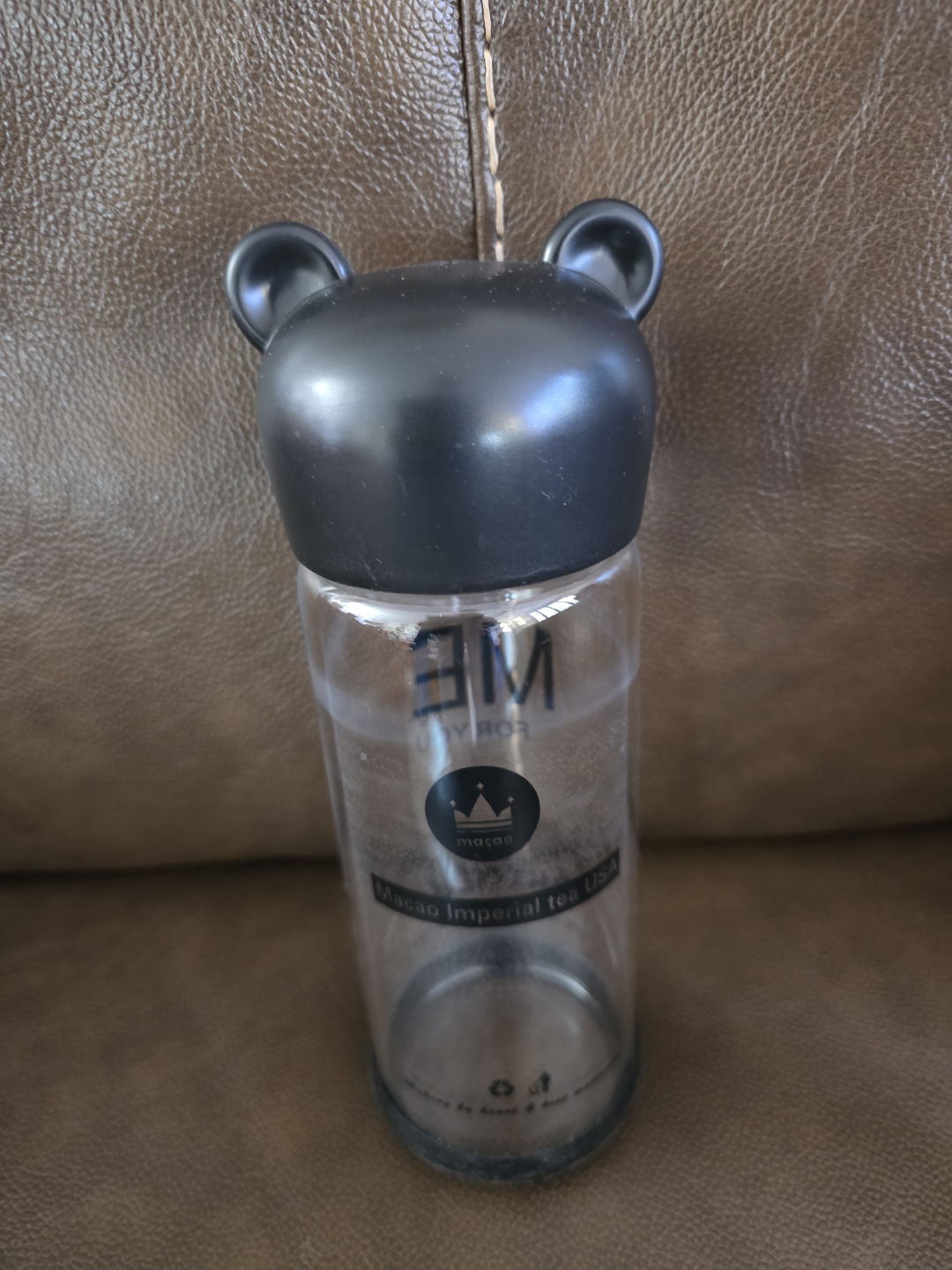 Cute Bear-Shaped Lid Glass Tea Bottle - photo 2