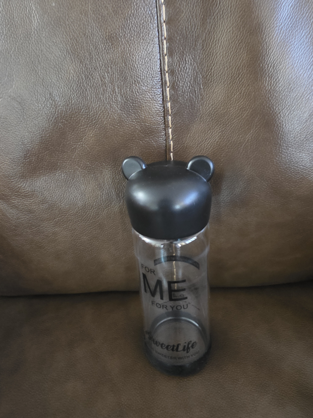 Cute Bear-Shaped Lid Glass Tea Bottle - photo 3
