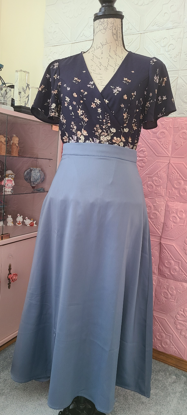 Blue A-Line Midi Skirt - photo 2