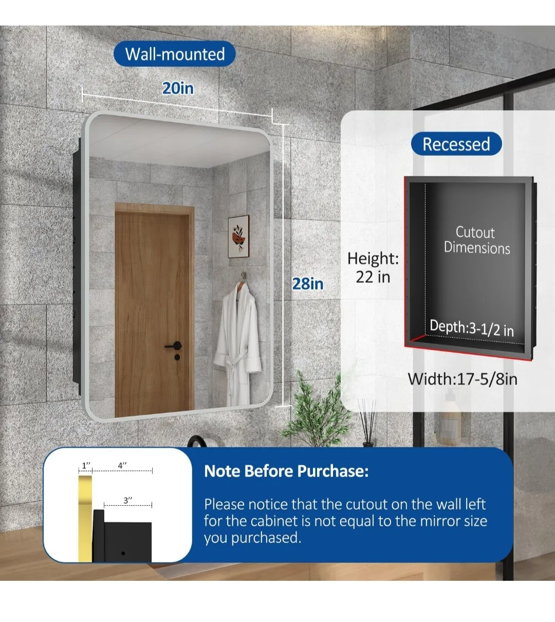 ACEMIRO Wall-Mounted Medicine Cabinet with Mirror image indicator(6)