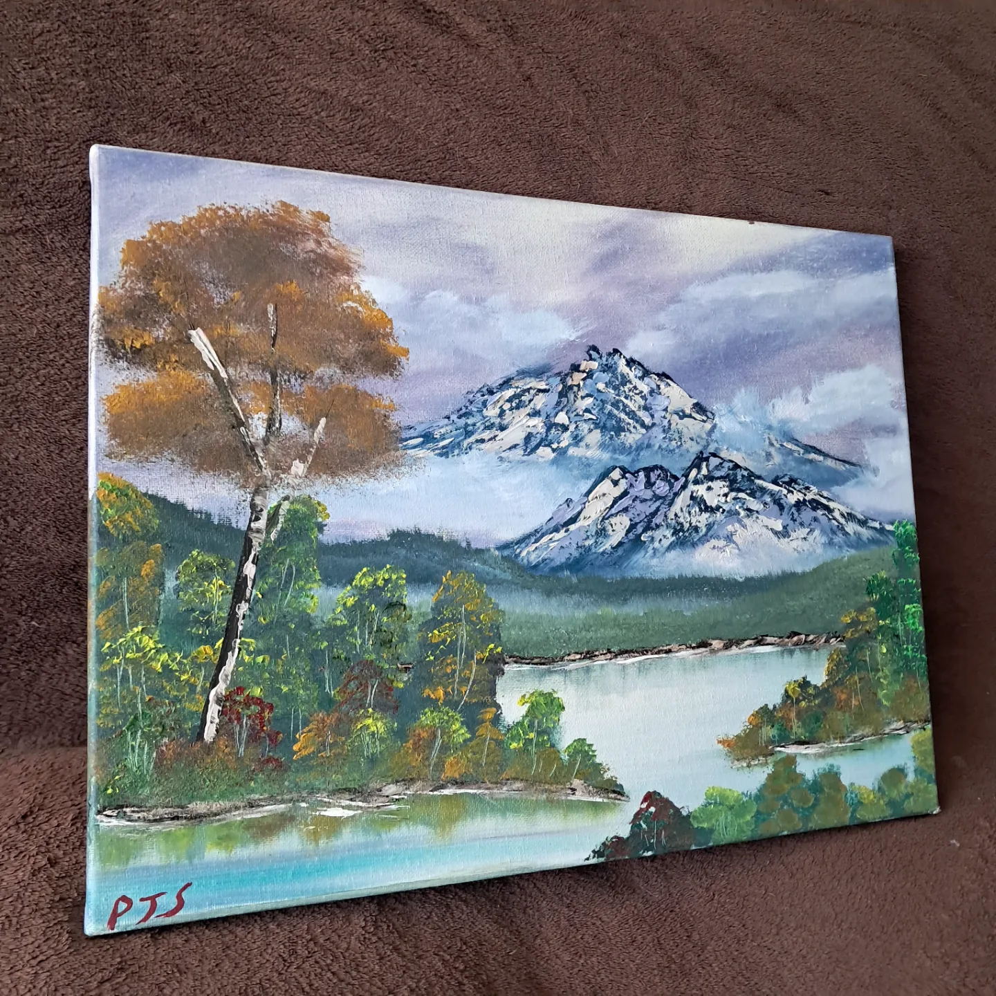 Original Mountain Lake Landscape Painting image indicator(2)