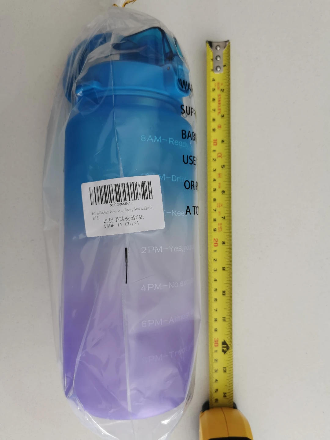 YUNYU 64 oz Motivational Water Bottle with Time Marker & Straw - photo 2