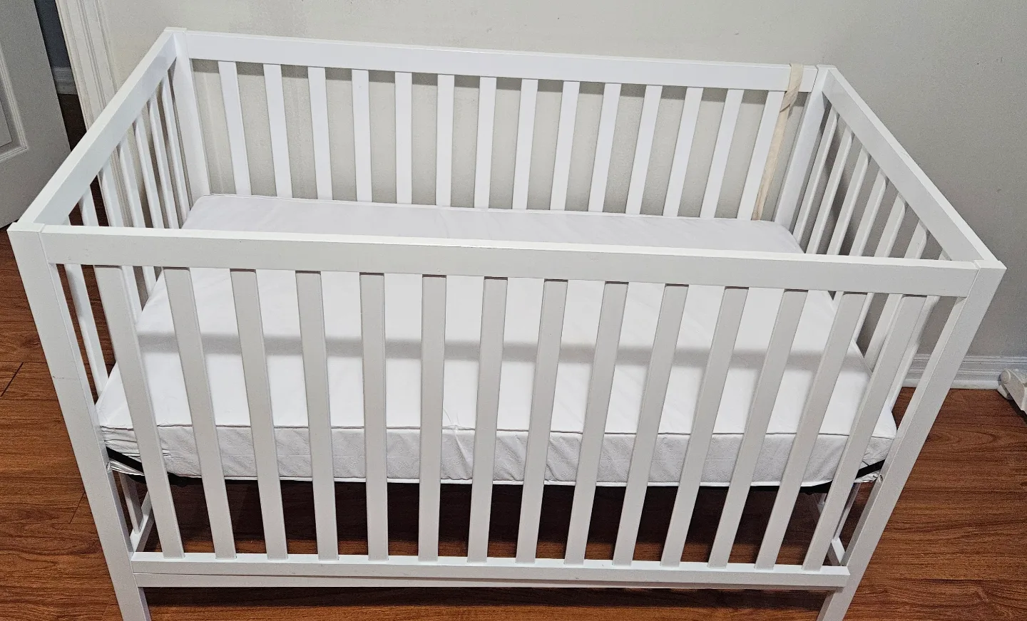 White Baby Crib with Mattress thumbnail