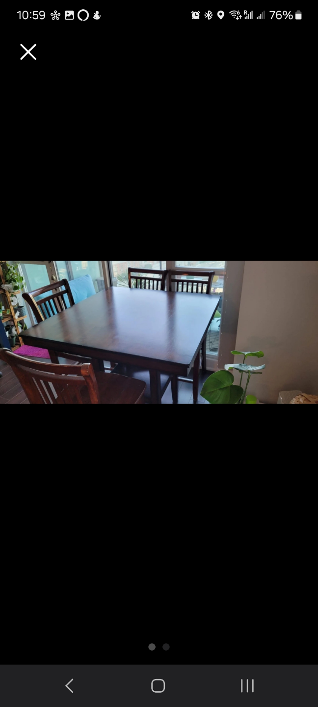 Hardwood Square dining table with four chairs