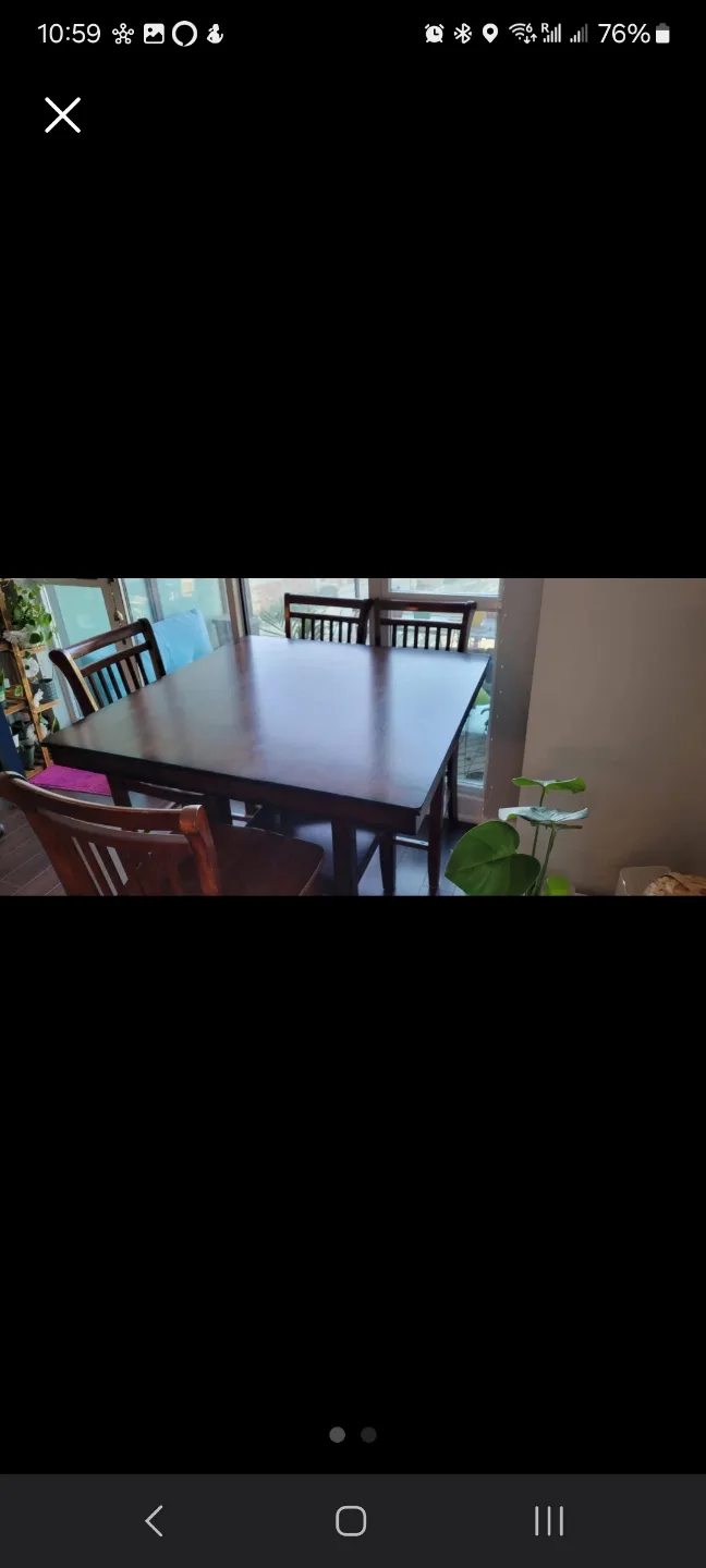 Hardwood Square dining table with four chairs thumbnail