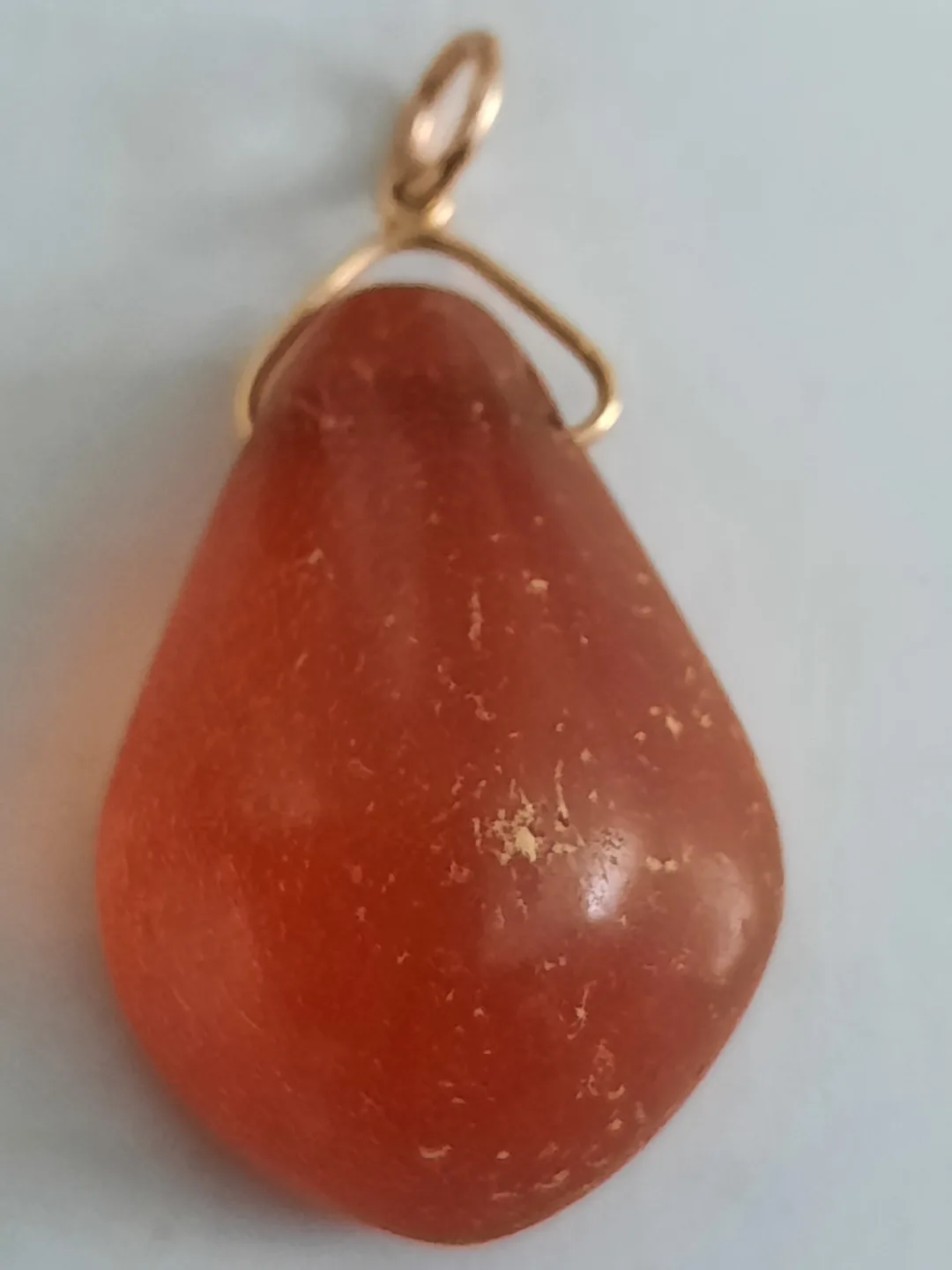 14k solid gold pendant with real amber stone thumbnail