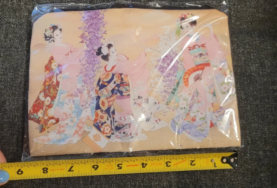 New Japanese Kimono Make Up Bag with Zipper image indicator(3)