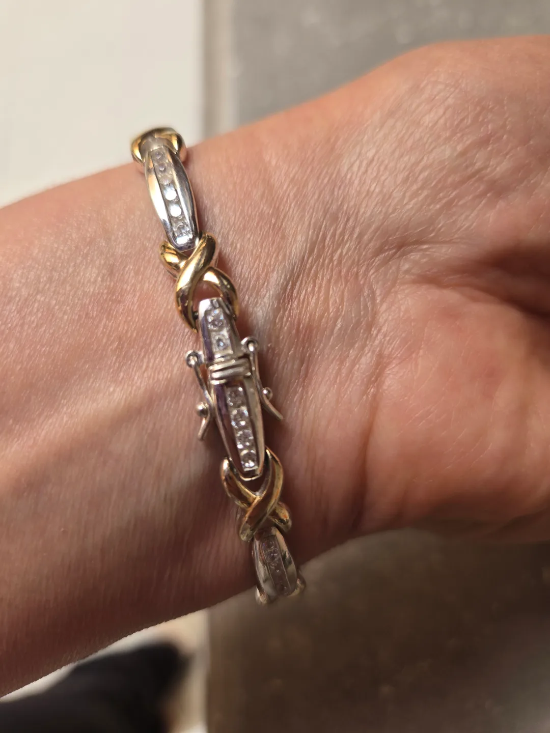 Elegant sterling silver with gold accents bracelet 7.5" image indicator(2)