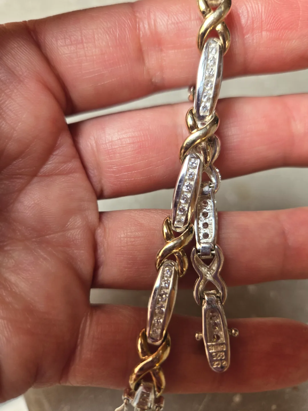 Elegant sterling silver with gold accents bracelet 7.5" image indicator(3)