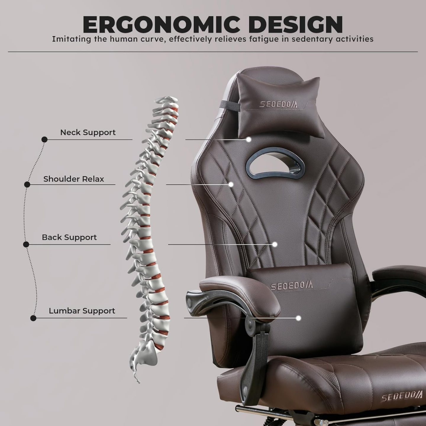 Gaming Chair with Footrest and Massage Lumbar Support - photo 4
